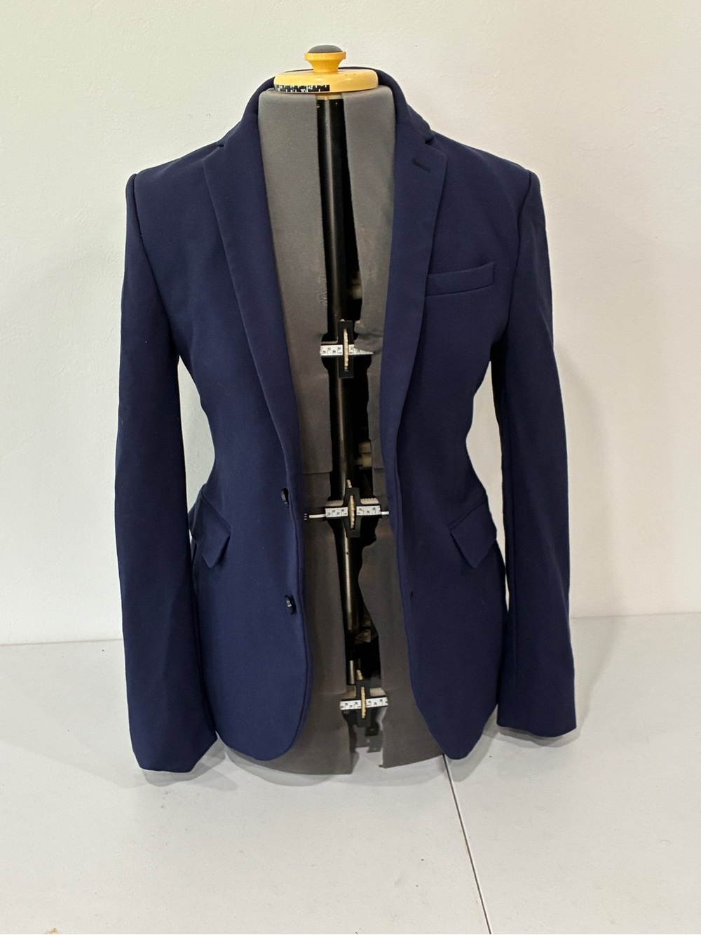 JF J. Ferrar 360° Stretch Knit Sport Coat Navy Blue Slim Fit Size S 34/36 Reg